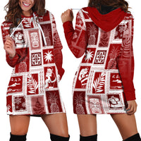 Hawaii Christmas Retro Patchwork Hoodie Dress Red - Wonder Print Shop