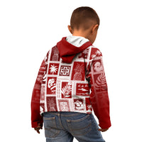 Hawaii Christmas Retro Patchwork Kid Hoodie Red - Wonder Print Shop