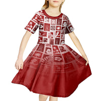 Hawaii Christmas Retro Patchwork Kid Short Sleeve Dress Red - Wonder Print Shop