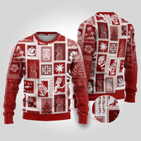 Hawaii Christmas Ugly Christmas Sweater Retro Patchwork - Red - Wonder Print Shop