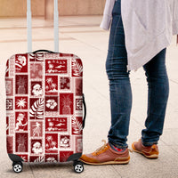 Hawaii Christmas Retro Patchwork Luggage Cover Red - Wonder Print Shop