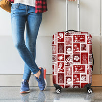 Hawaii Christmas Retro Patchwork Luggage Cover Red - Wonder Print Shop