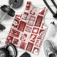 Hawaii Christmas Retro Patchwork Men Tank Top Red - Wonder Print Shop