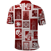 Hawaii Christmas Retro Patchwork Polo Shirt Red - Wonder Print Shop