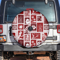 Hawaii Christmas Retro Patchwork Spare Tire Cover Red - Wonder Print Shop