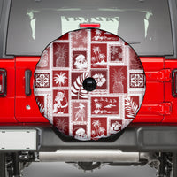 Hawaii Christmas Retro Patchwork Spare Tire Cover Red - Wonder Print Shop