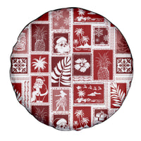 Hawaii Christmas Retro Patchwork Spare Tire Cover Red - Wonder Print Shop