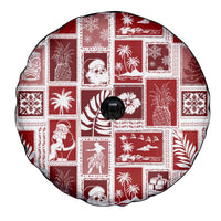 Hawaii Christmas Retro Patchwork Spare Tire Cover Red - Wonder Print Shop