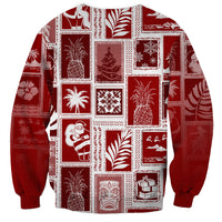 Hawaii Christmas Retro Patchwork Sweatshirt Red - Wonder Print Shop