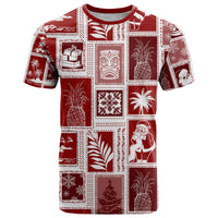 Hawaii Christmas Retro Patchwork T Shirt Red - Wonder Print Shop