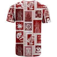 Hawaii Christmas Retro Patchwork T Shirt Red - Wonder Print Shop