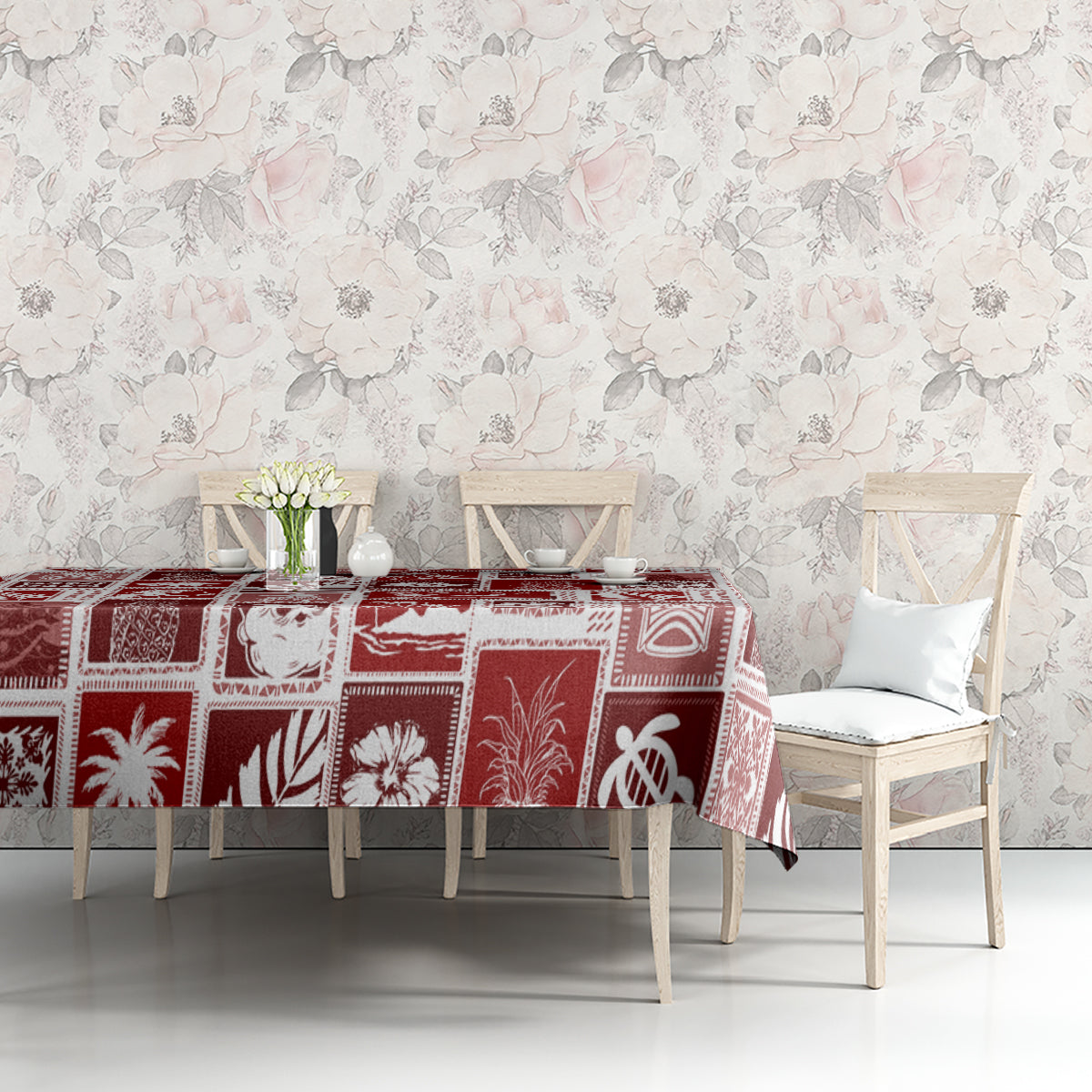 Hawaii Christmas Retro Patchwork Tablecloth Red - Wonder Print Shop