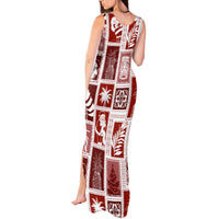 Hawaii Christmas Retro Patchwork Tank Maxi Dress Red - Wonder Print Shop