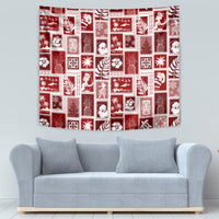 Hawaii Christmas Retro Patchwork Tapestry Red - Wonder Print Shop