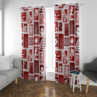 Hawaii Christmas Retro Patchwork Window Curtain Red - Wonder Print Shop