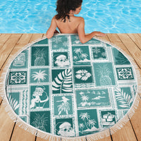 Hawaii Christmas Retro Patchwork Beach Blanket Teal LT7 - Wonder Print Shop