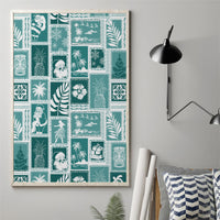 Hawaii Christmas Retro Patchwork Canvas Wall Art Teal LT7 - Wonder Print Shop