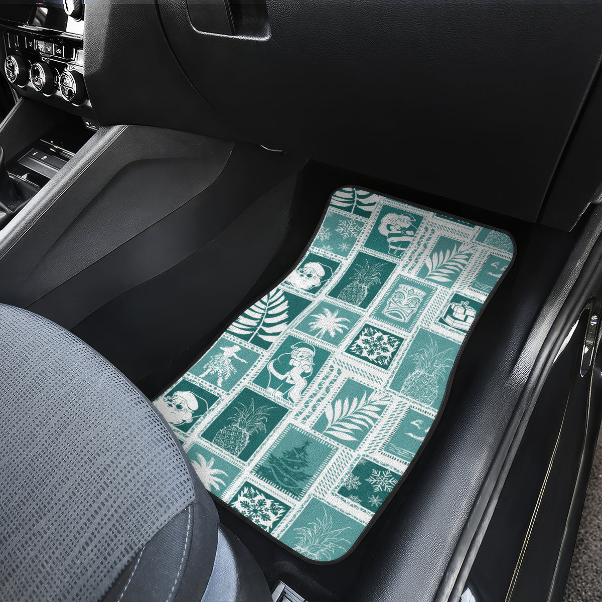 Hawaii Christmas Retro Patchwork Car Mats Teal LT7 - Wonder Print Shop