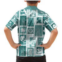 Hawaii Christmas Retro Patchwork Family Matching Mermaid Dress and Hawaiian Shirt Teal LT7 - Wonder Print Shop