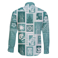 Hawaii Christmas Retro Patchwork Family Matching Puletasi Dress and Hawaiian Shirt Teal - Wonder Print Shop