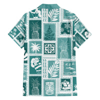 Hawaii Christmas Retro Patchwork Family Matching Summer Maxi Dress and Hawaiian Shirt Teal - Wonder Print Shop