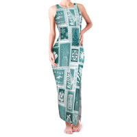 Hawaii Christmas Retro Patchwork Family Matching Tank Maxi Dress and Hawaiian Shirt Teal - Wonder Print Shop