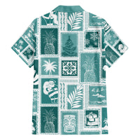 Hawaii Christmas Retro Patchwork Hawaiian Shirt Teal - Wonder Print Shop