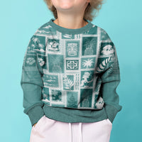 Hawaii Christmas Kid Ugly Christmas Sweater Retro Patchwork - Teal - Wonder Print Shop