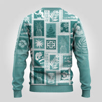Hawaii Christmas Ugly Christmas Sweater Retro Patchwork - Teal - Wonder Print Shop