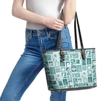 Hawaii Christmas Retro Patchwork Leather Tote Bag Teal - Wonder Print Shop