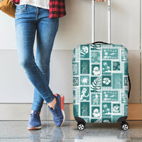 Hawaii Christmas Retro Patchwork Luggage Cover Teal - Wonder Print Shop