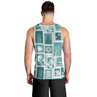 Hawaii Christmas Retro Patchwork Men Tank Top Teal - Wonder Print Shop