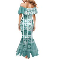Hawaii Christmas Retro Patchwork Mermaid Dress Teal - Wonder Print Shop