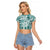 Hawaii Christmas Retro Patchwork Raglan Cropped T Shirt Teal - Wonder Print Shop