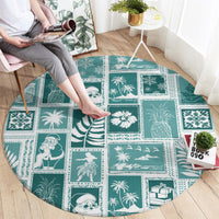 hawaii-christmas-retro-patchwork-round-carpet-teal