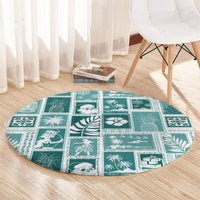 hawaii-christmas-retro-patchwork-round-carpet-teal
