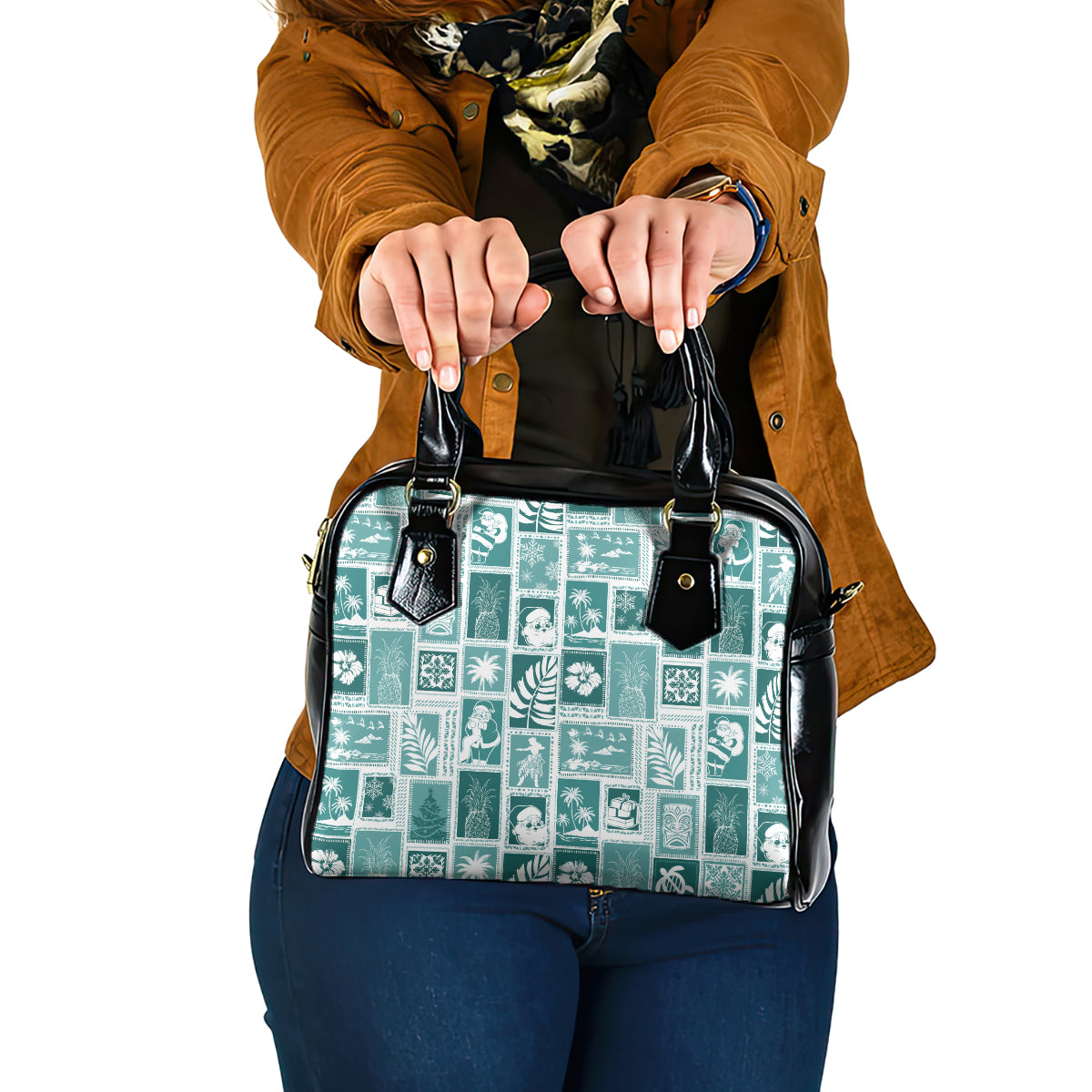 hawaii-christmas-retro-patchwork-shoulder-handbag-teal