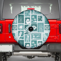 Hawaii Christmas Retro Patchwork Spare Tire Cover Teal - Wonder Print Shop