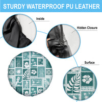 Hawaii Christmas Retro Patchwork Spare Tire Cover Teal - Wonder Print Shop