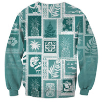 Hawaii Christmas Retro Patchwork Sweatshirt Teal - Wonder Print Shop