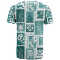 Hawaii Christmas Retro Patchwork T Shirt Teal - Wonder Print Shop