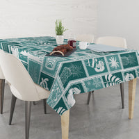 Hawaii Christmas Retro Patchwork Tablecloth Teal - Wonder Print Shop