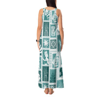 Hawaii Christmas Retro Patchwork Tank Maxi Dress Teal - Wonder Print Shop