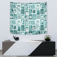 Hawaii Christmas Retro Patchwork Tapestry Teal - Wonder Print Shop