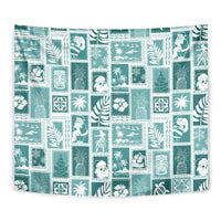 Hawaii Christmas Retro Patchwork Tapestry Teal - Wonder Print Shop