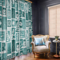 Hawaii Christmas Retro Patchwork Window Curtain Teal - Wonder Print Shop