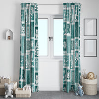 Hawaii Christmas Retro Patchwork Window Curtain Teal - Wonder Print Shop