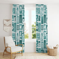 Hawaii Christmas Retro Patchwork Window Curtain Teal - Wonder Print Shop