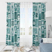 Hawaii Christmas Retro Patchwork Window Curtain Teal - Wonder Print Shop