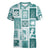 Hawaii Christmas Retro Patchwork Women V Neck T Shirt Teal - Wonder Print Shop